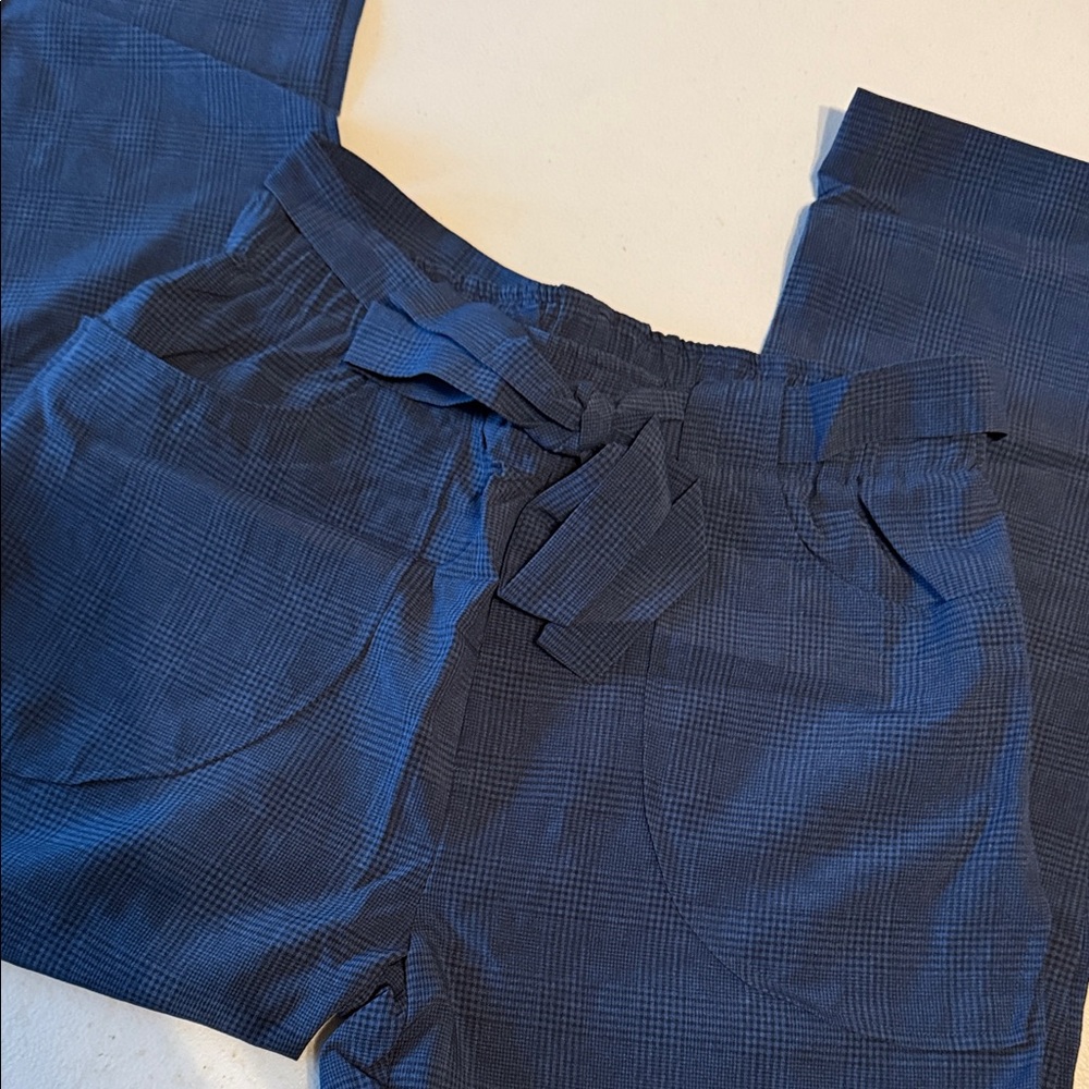 Promesa Dark Blue tartan pattern Pants with Bow Accent 🆕